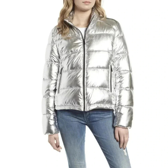 Marc New York Jackets & Blazers - Marc New York Performance Metallic Puffer Jacket Womens Silver Sz XS